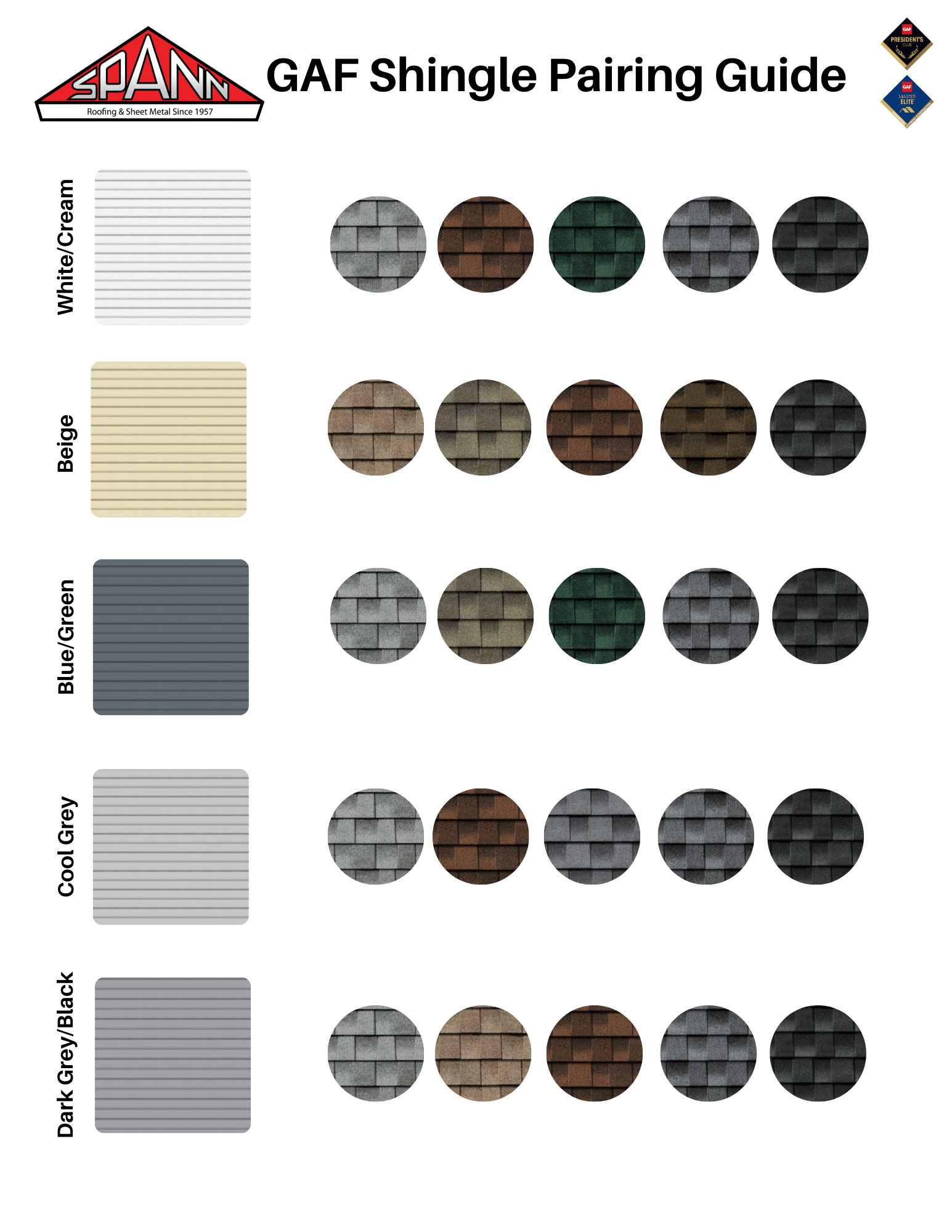 Shingle Color Guide - Spann Roofing & Sheet Metal -News : Spann Roofing